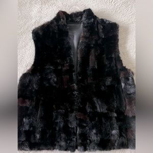 Women’s Dark Mixed Ranch Mink Fur Vest Size M Fully Lined